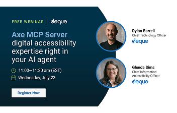 Webinar with the title of Axe MCP Server, digital accessibility expertise right in your AI agent.