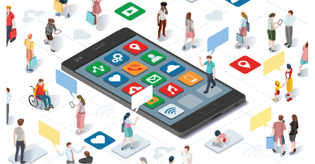 Group of people on their mobile devices 1