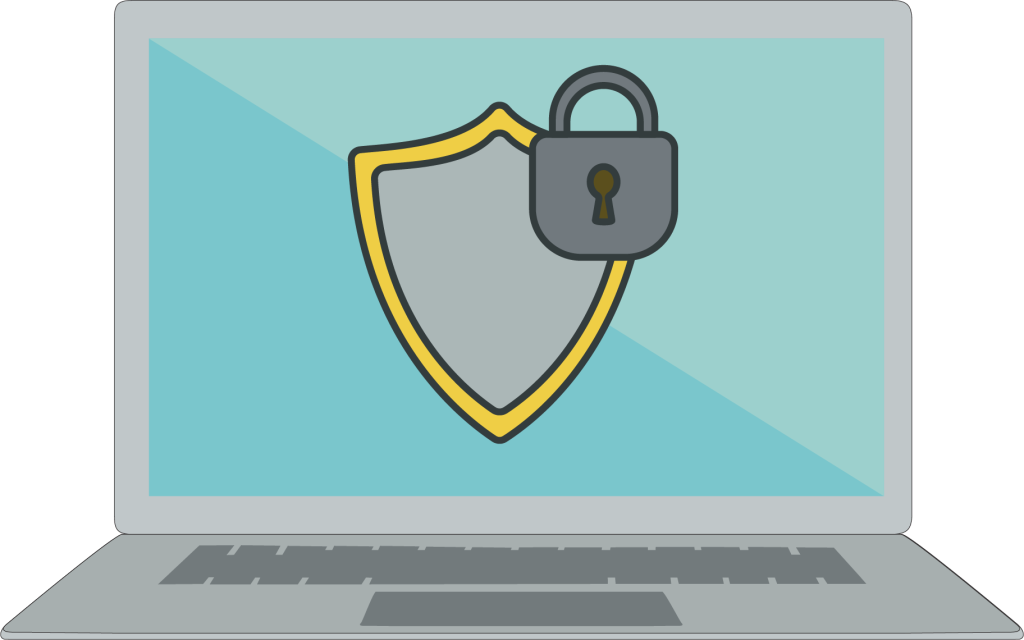 A laptop with a lock on it