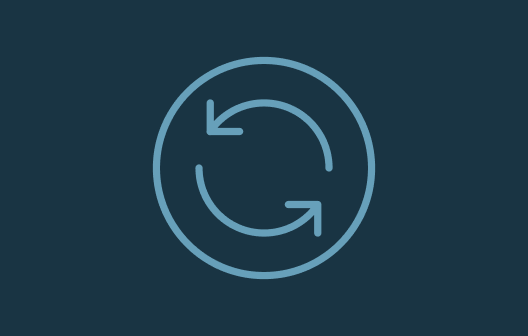 Graphic icon showing arrows in a continuous circle