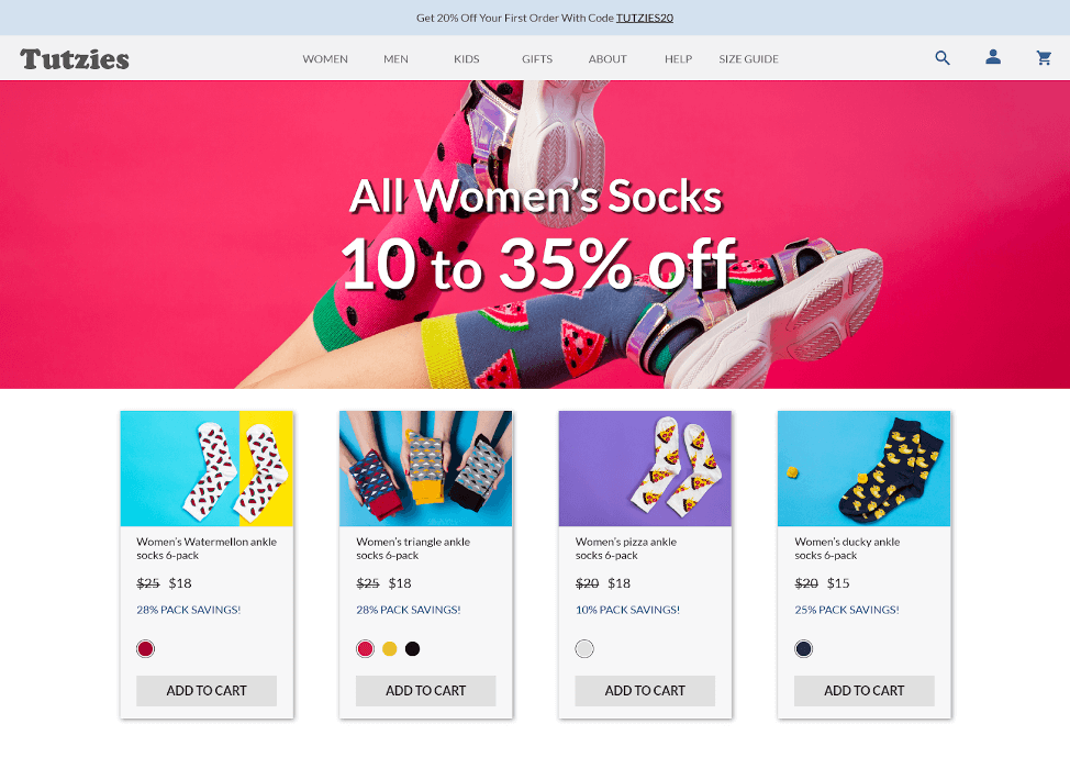 Screenshot of a retail web page that is displaying product promotions