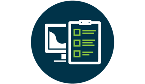 Icon of audit checklist and computer monitor