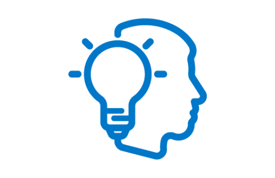 Icon of a person's head with a light bulb layered over top
