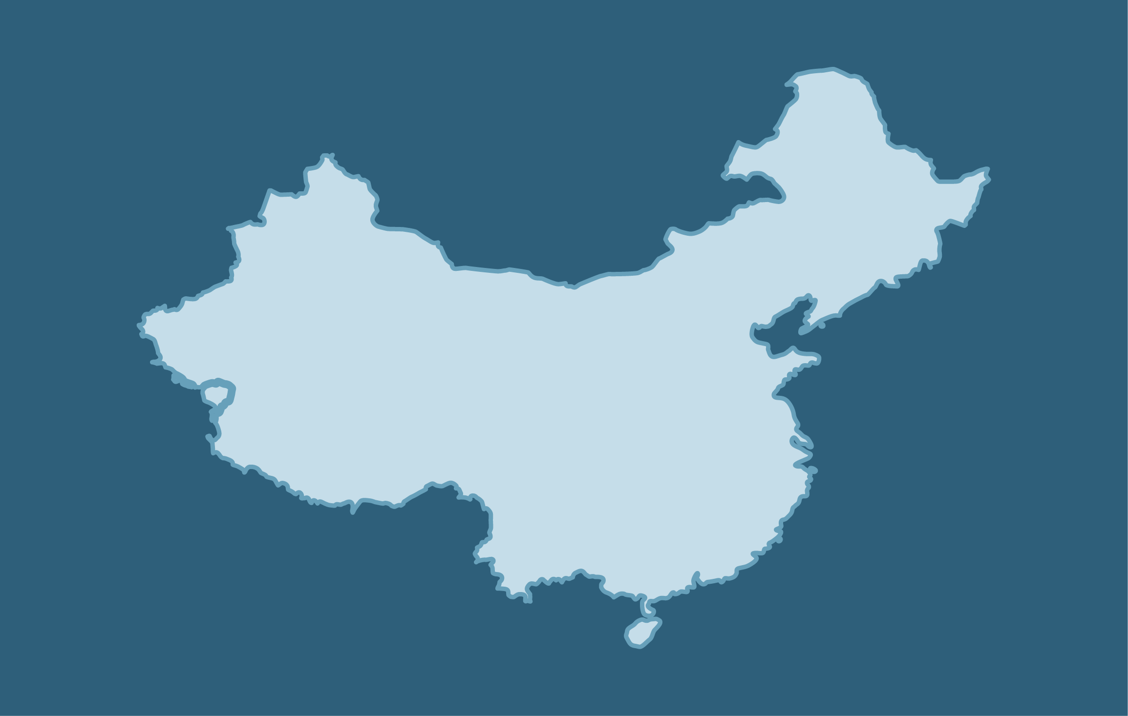 Map of China on a dark blue background