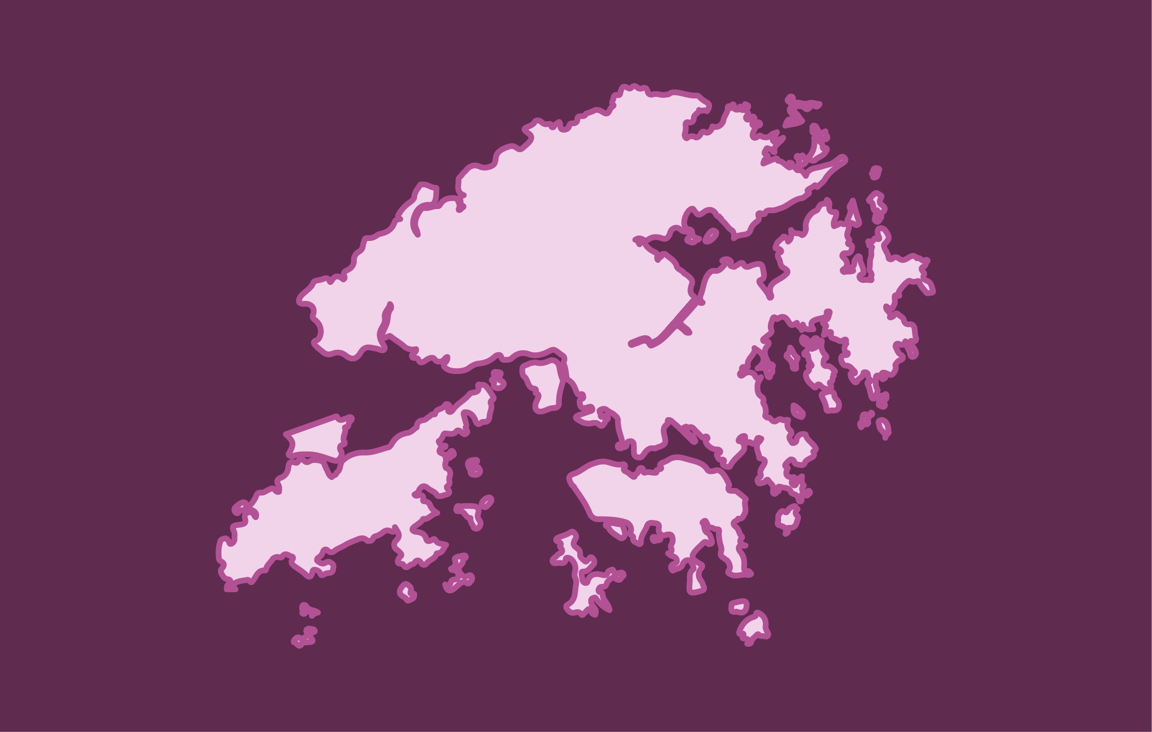 Map of Hong Kong on a dark purple background