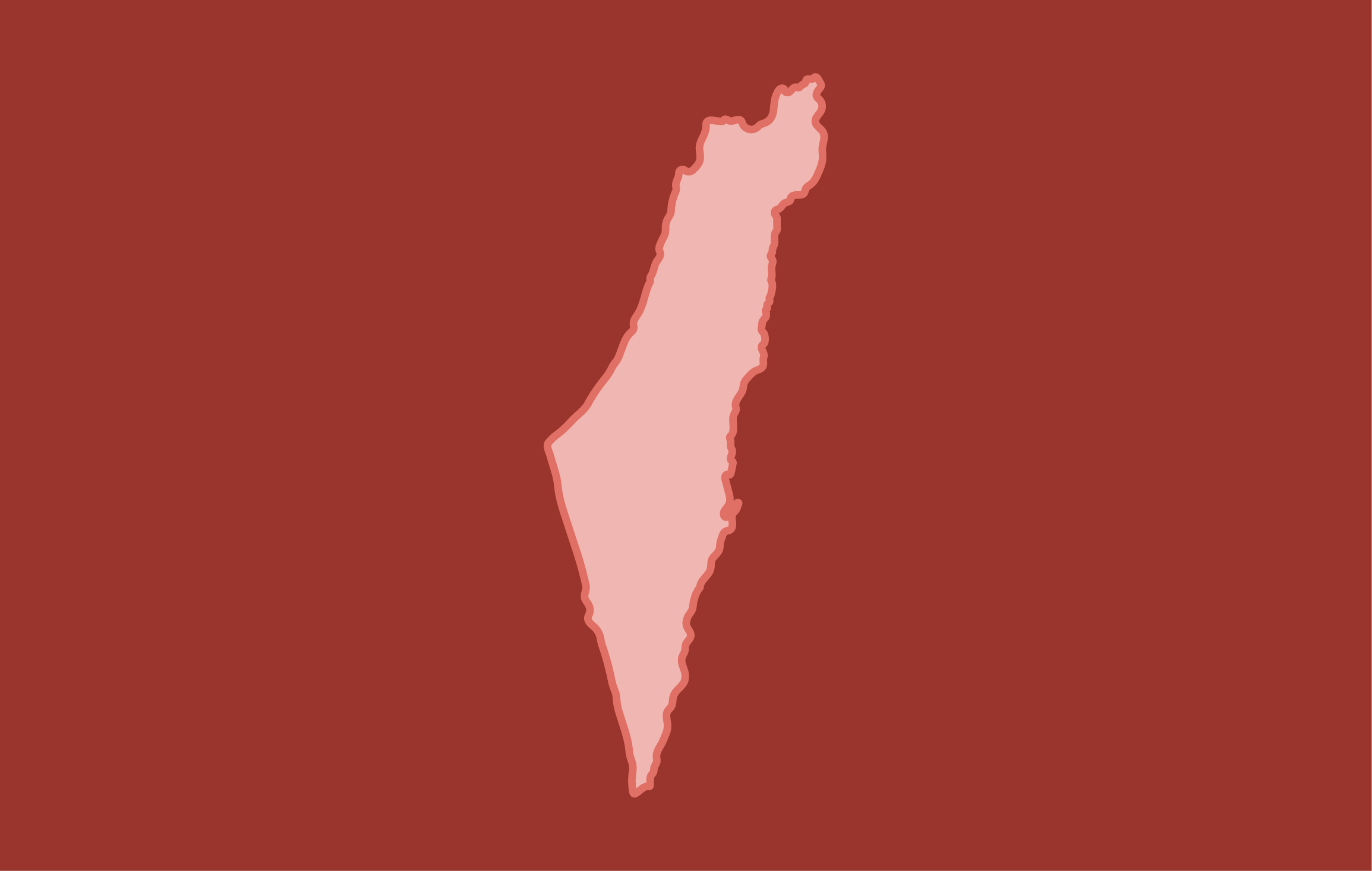 Map of Israel on a dark red background