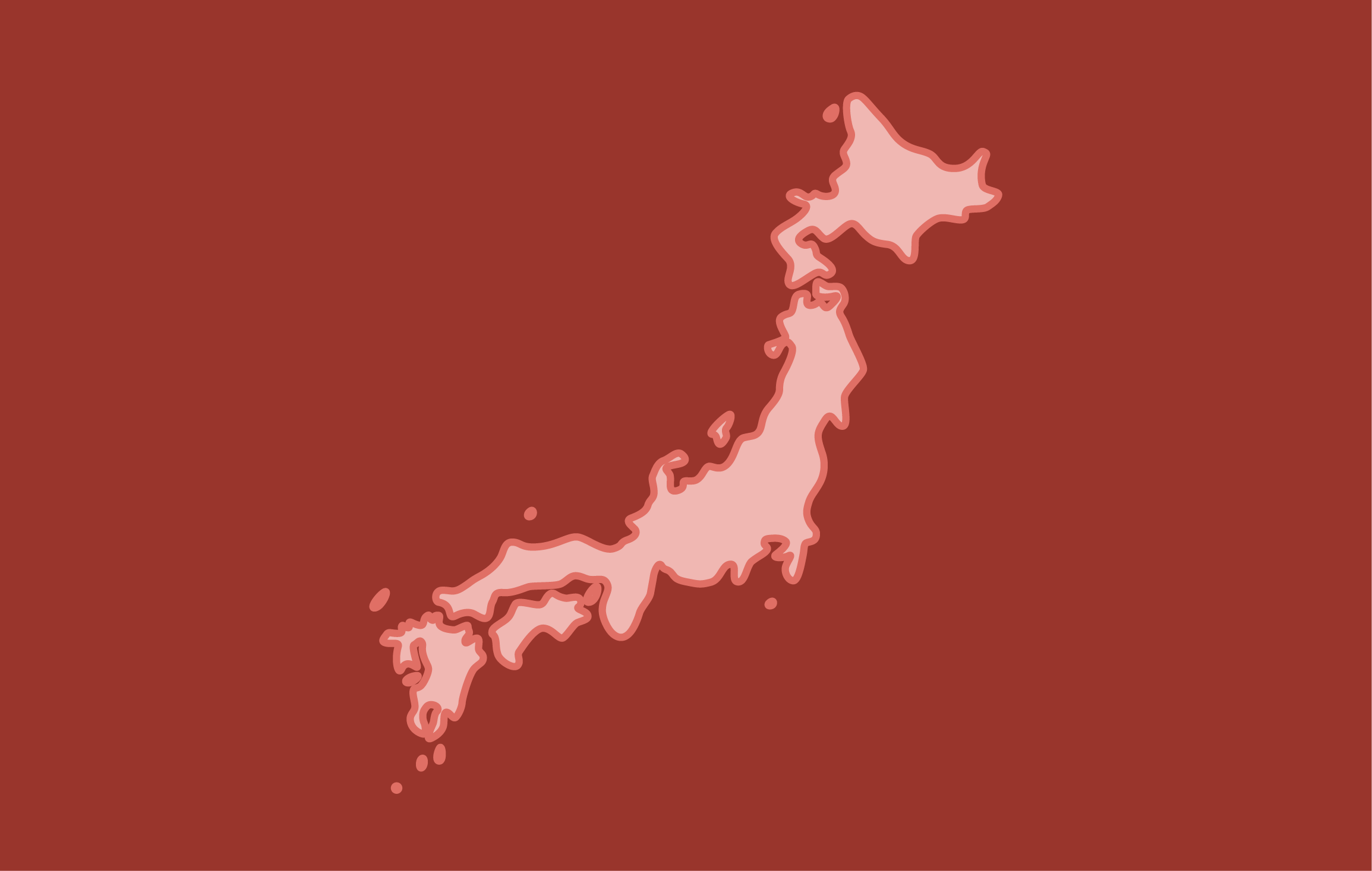 Map of Japan on a dark red background
