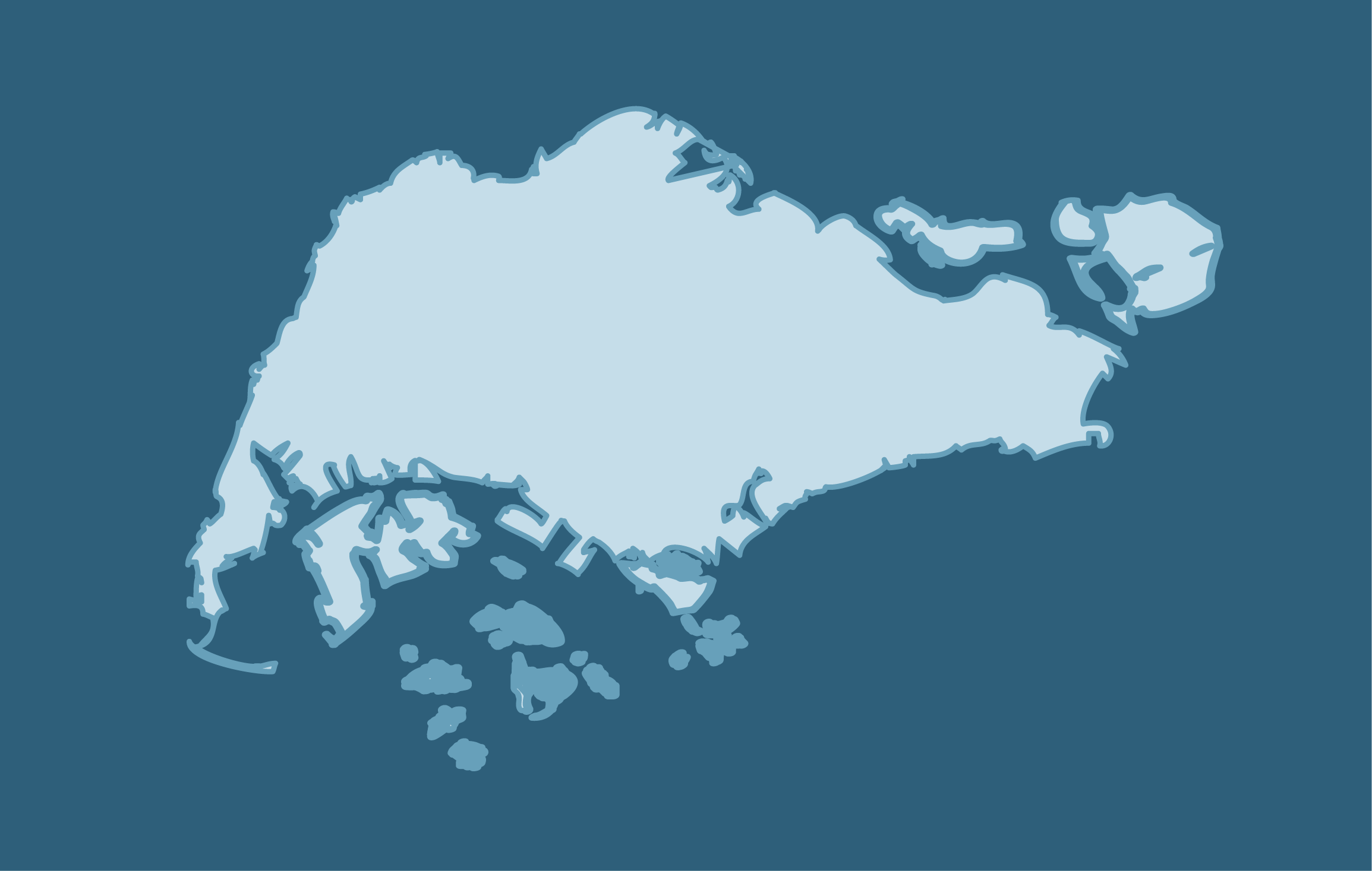 Map of Singapore on a dark blue background