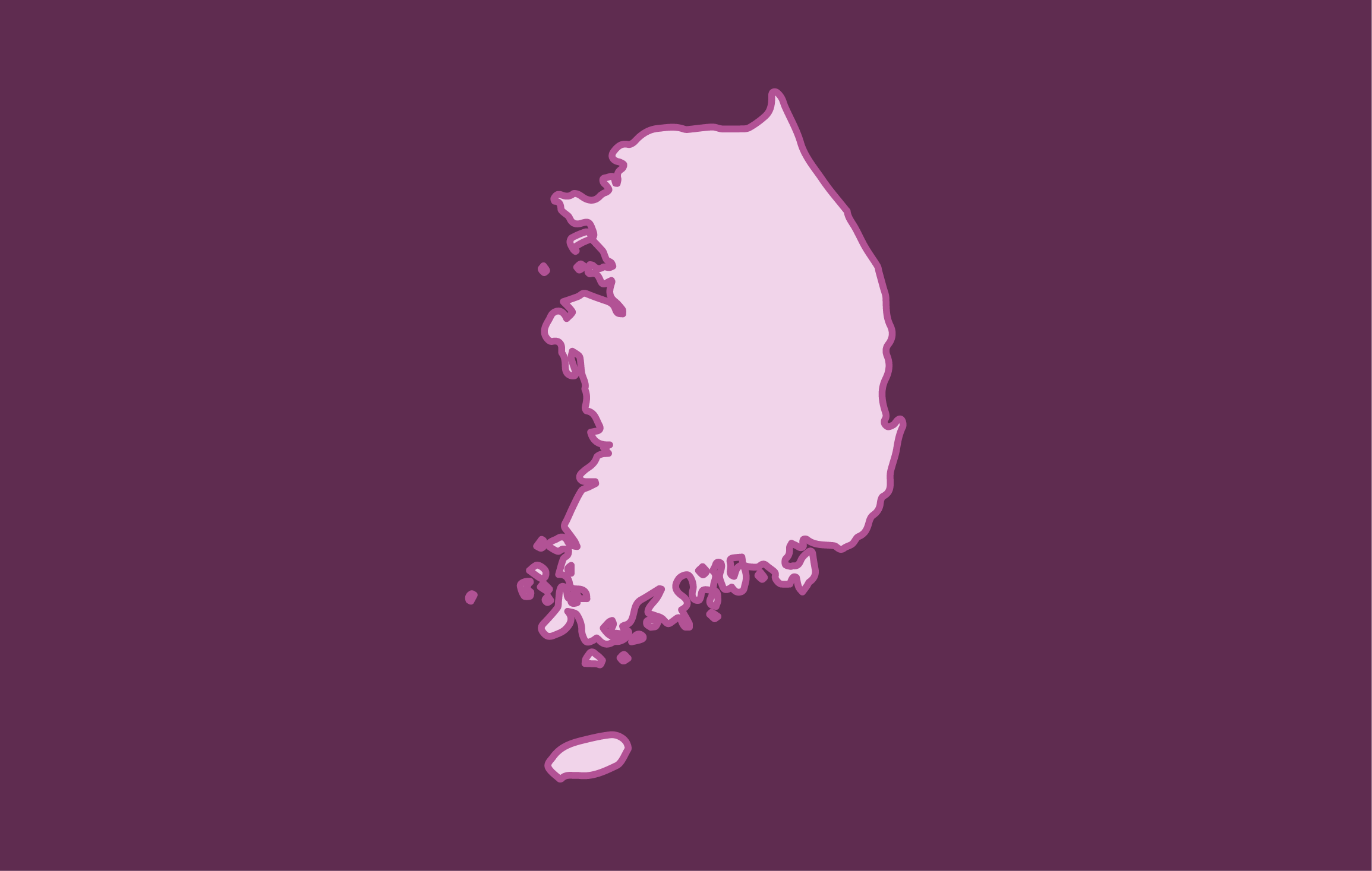 Map of South Korea on a dark purple background