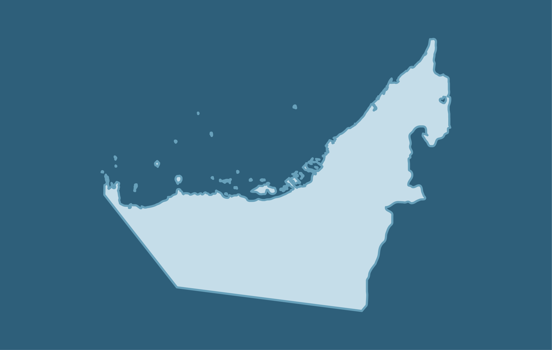 Map of the United Arab Emirates on a dark blue background