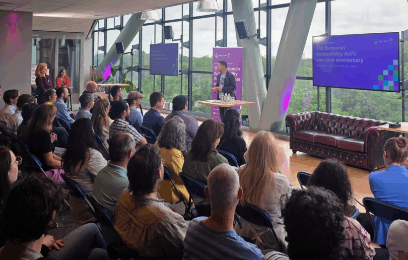 Ron Beenen, speaking to the audience at Deque's Axe-con Mini event at The Hague