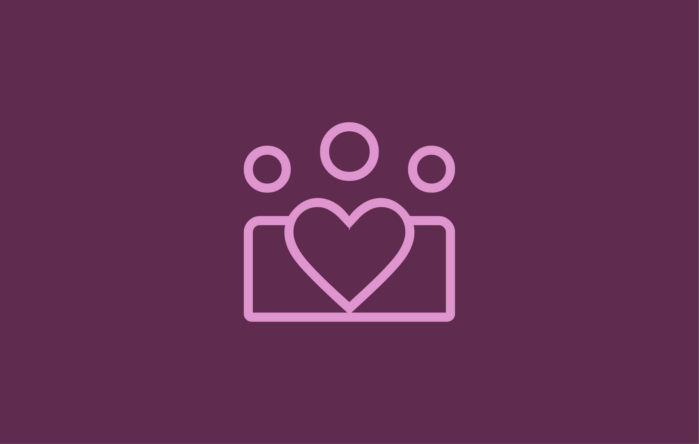 Three people figures with a heart